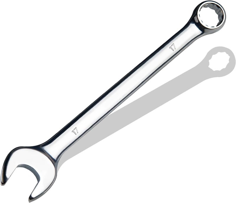 pgroup 17mm Metric Combination Wrench, CR-V Steel with Mirror Polish, 12-Point Design, 15-Degree Offset, Perfect for Auto Repair, Household, Car & Truck Emergency - Image 1